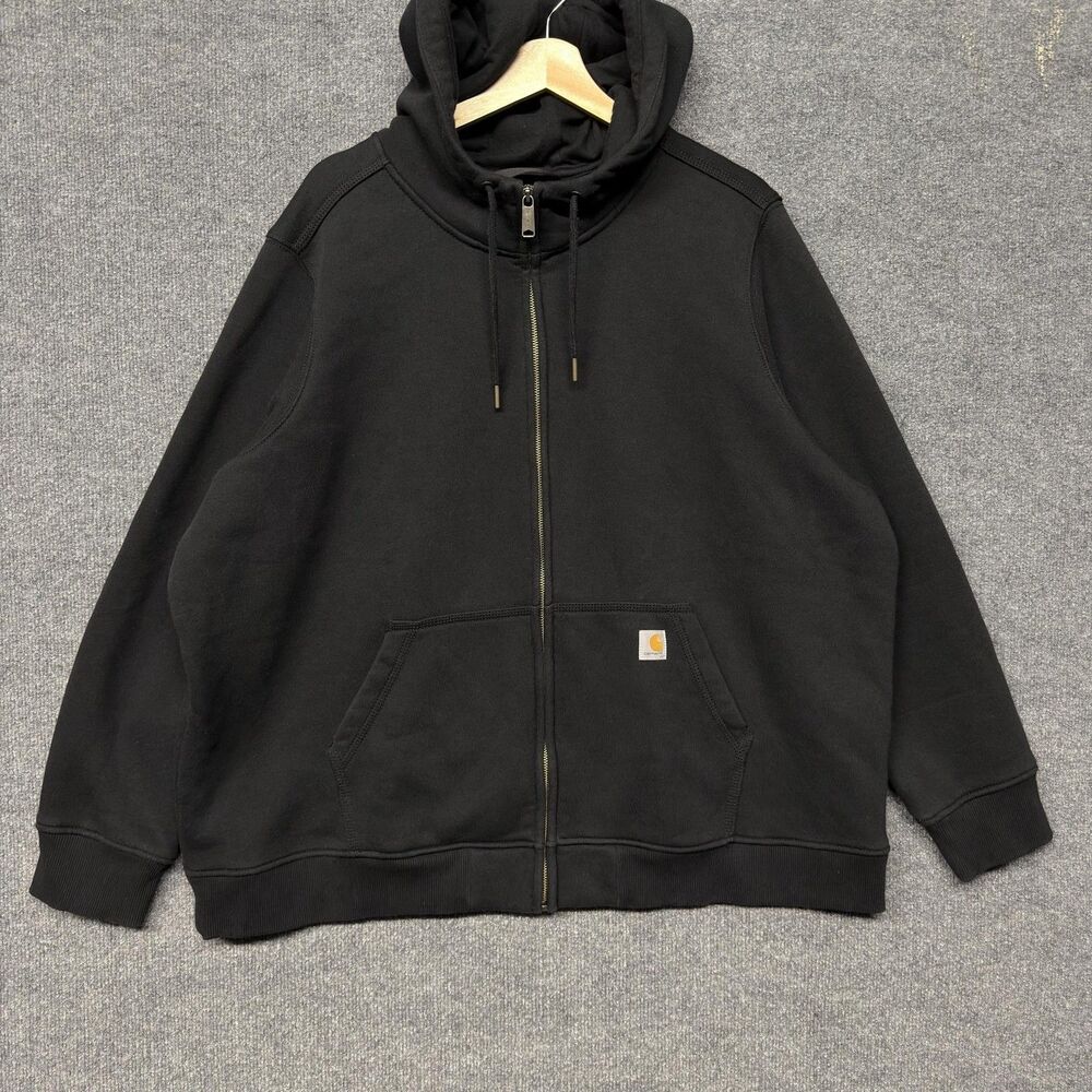 Carhartt Hoodie Womens 3X Black Relaxed Fit Full Zip Workwear Fleece Sweatshirt